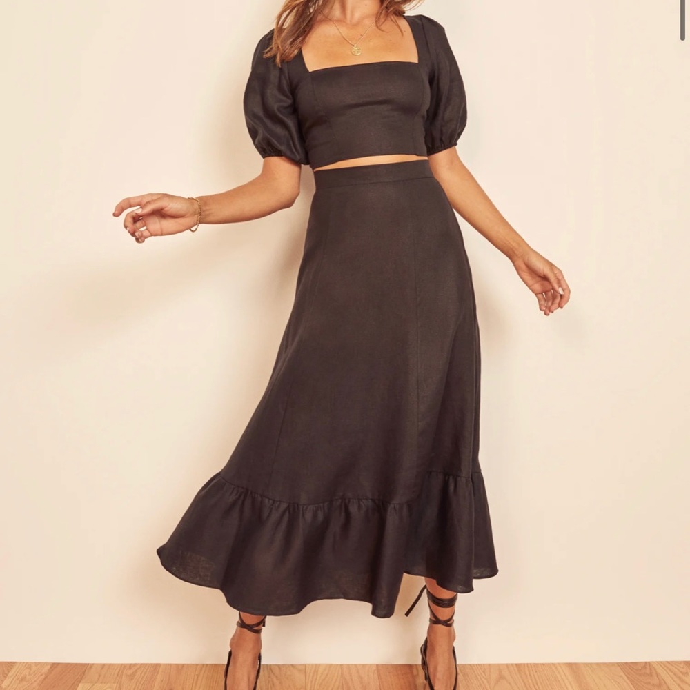 Reformation Black Midi Set